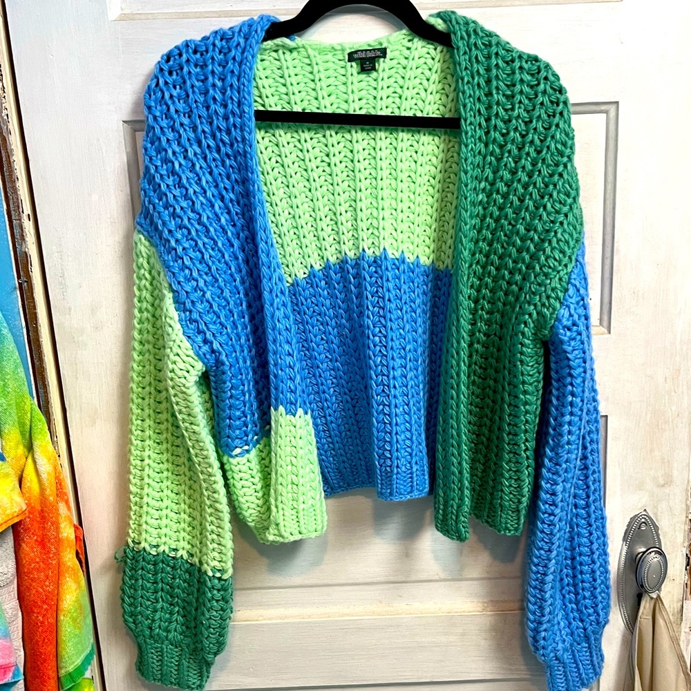 Medium crochet multi colored cardigan